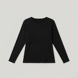 Breastfeeding Ribbed Top Black