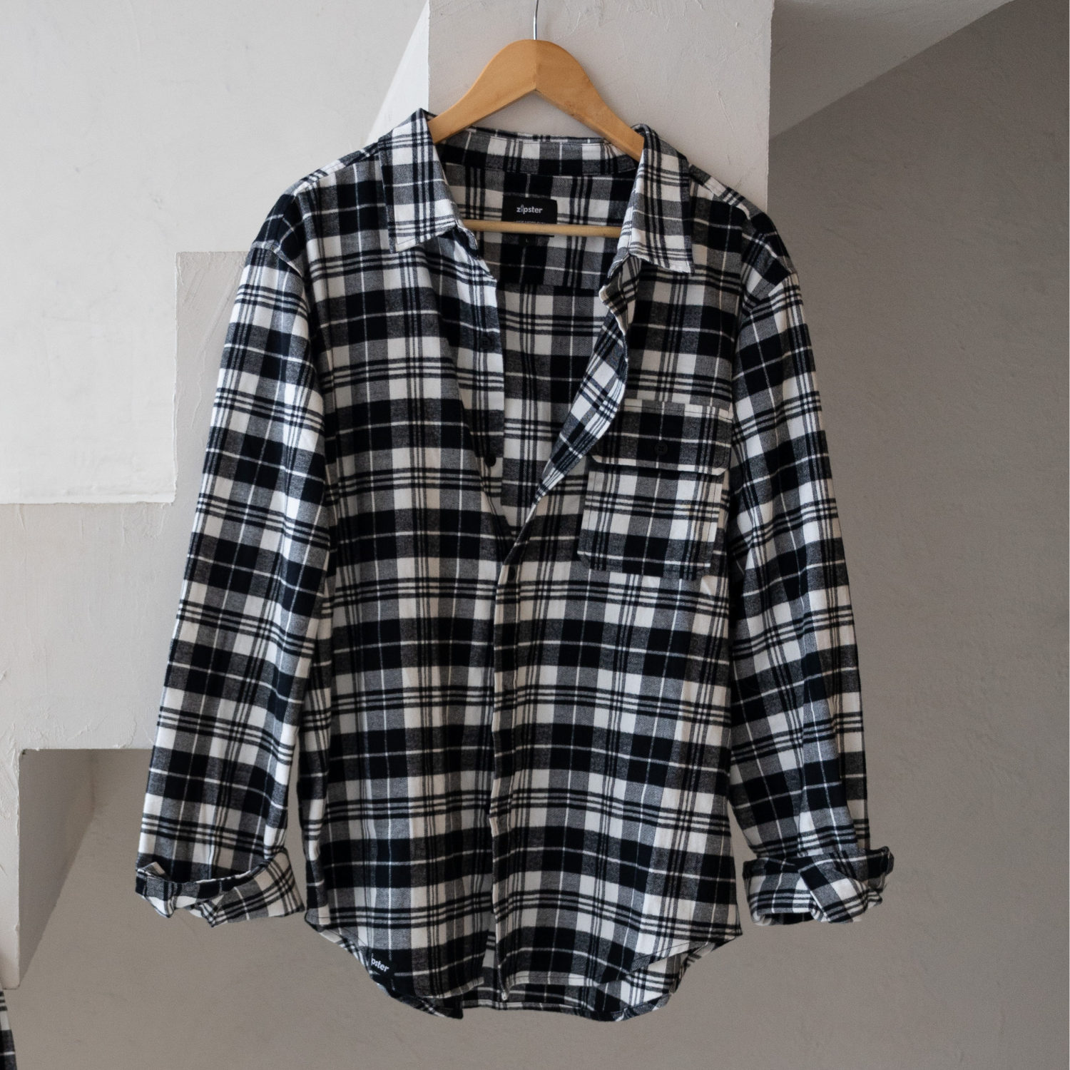 Men's Flannel Shirt Black Check
