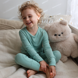 Children's PJ Set Ribbed Sage