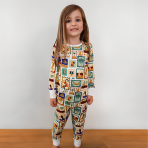 Children's PJ Set Animal Stamps