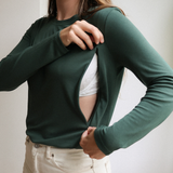 Breastfeeding T-Shirt Long Sleeve Forest Green