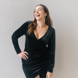 Paris Breastfeeding Velvet Dress Black