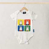 Retro Miffy pop-art bamboo baby bodysuit, front view