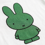 Design detail on the White Miffy children's T-shirt with green Miffy print